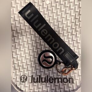 Lululemon Black Keychain with Silver Logo Set